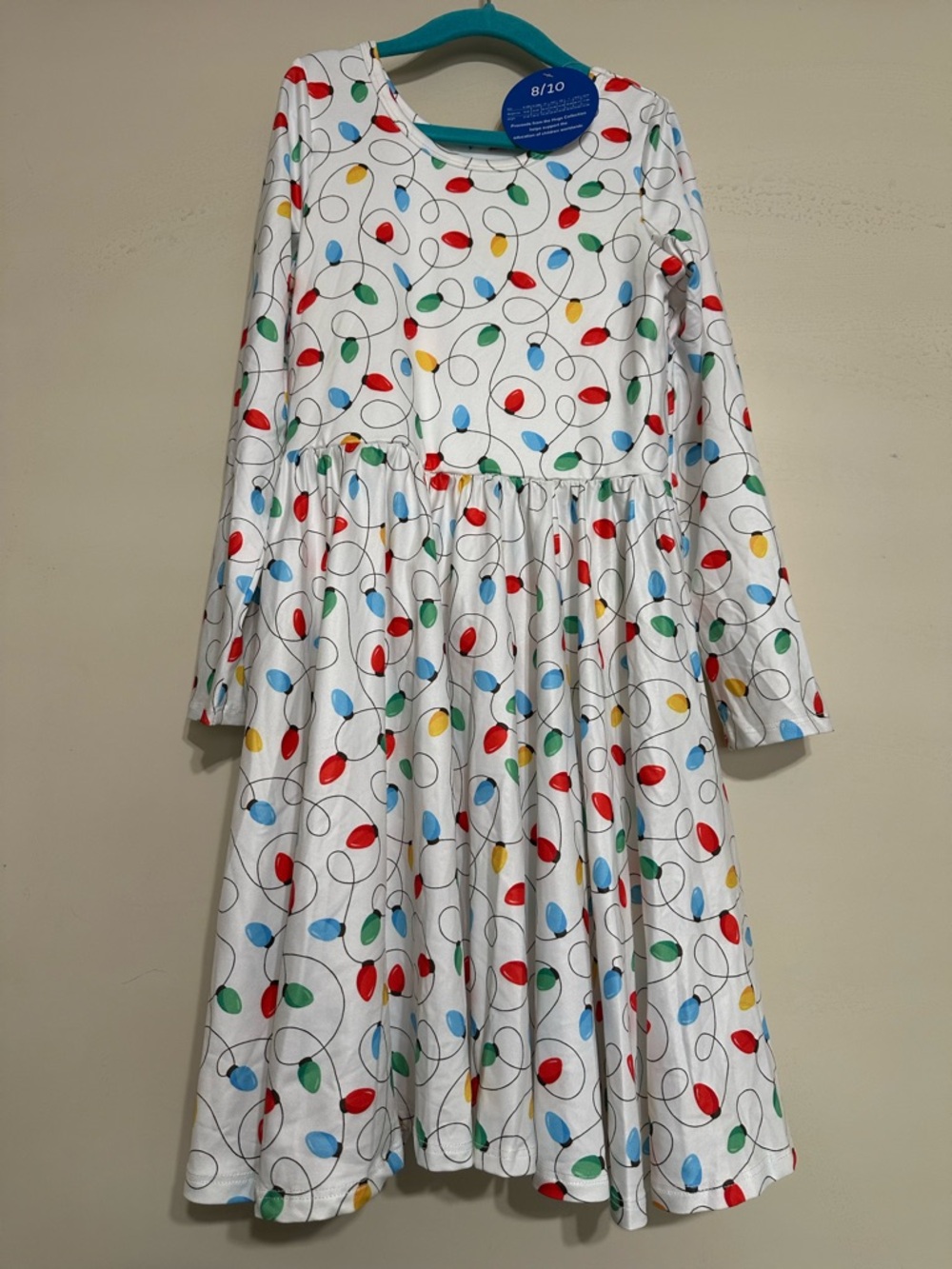 Charlie’s Project NWT Girls size 8/10 Holiday Lights Long Sleeve Twirl Dress